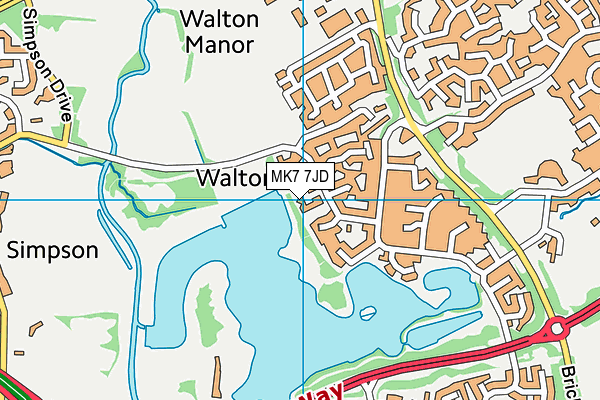 MK7 7JD map - OS VectorMap District (Ordnance Survey)