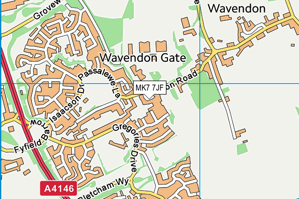 MK7 7JF map - OS VectorMap District (Ordnance Survey)