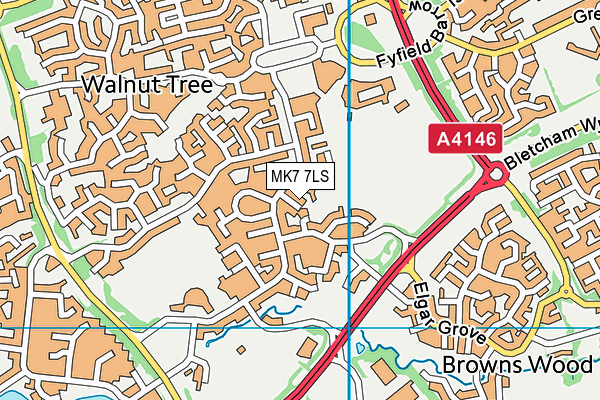 MK7 7LS map - OS VectorMap District (Ordnance Survey)