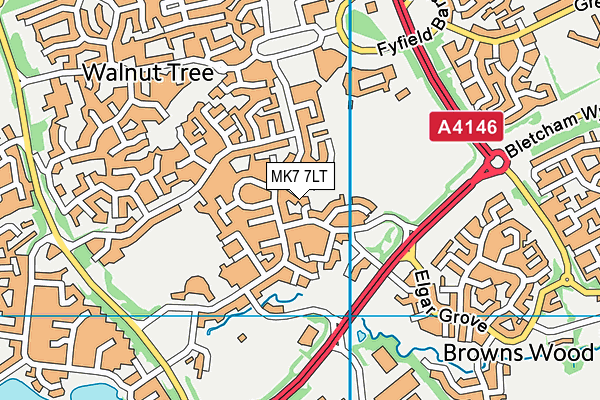 MK7 7LT map - OS VectorMap District (Ordnance Survey)