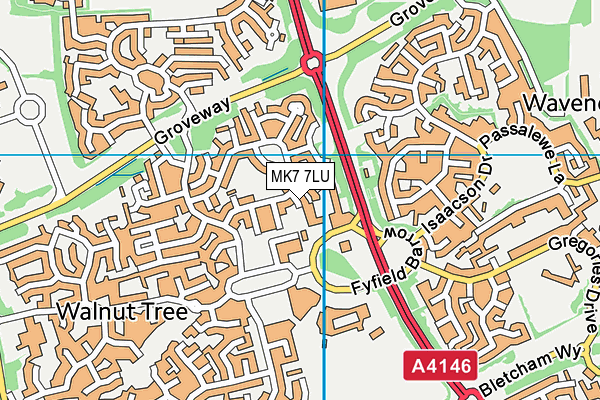 MK7 7LU map - OS VectorMap District (Ordnance Survey)