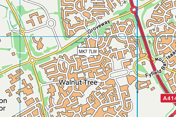 MK7 7LW map - OS VectorMap District (Ordnance Survey)