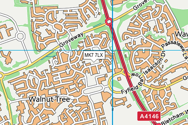 MK7 7LX map - OS VectorMap District (Ordnance Survey)
