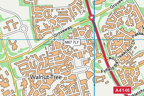 MK7 7LY map - OS VectorMap District (Ordnance Survey)