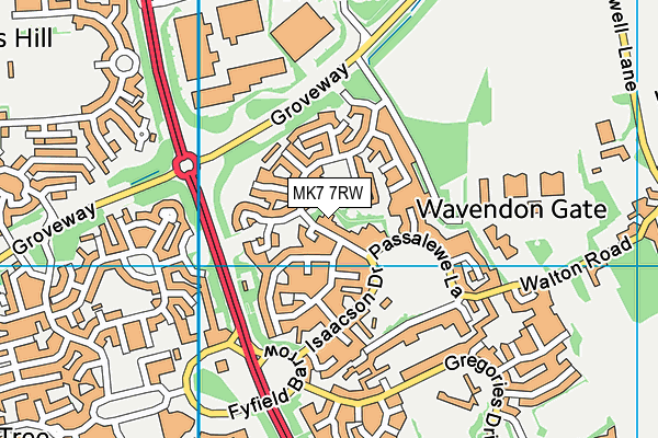 MK7 7RW map - OS VectorMap District (Ordnance Survey)