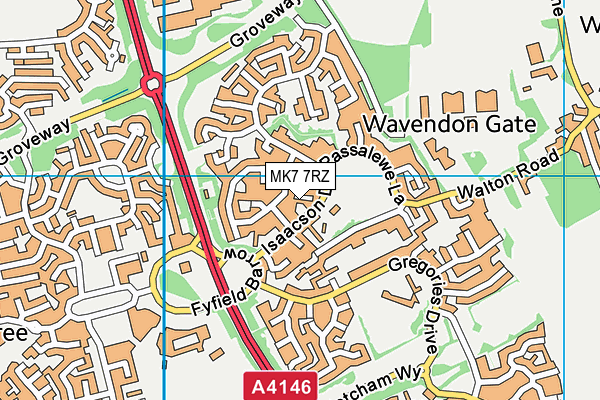 MK7 7RZ map - OS VectorMap District (Ordnance Survey)