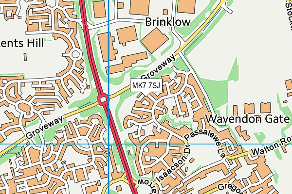 MK7 7SJ map - OS VectorMap District (Ordnance Survey)