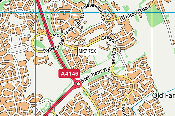 MK7 7SX map - OS VectorMap District (Ordnance Survey)