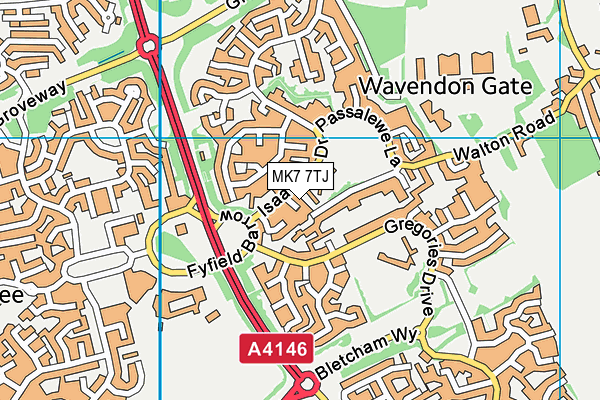 MK7 7TJ map - OS VectorMap District (Ordnance Survey)