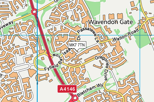 MK7 7TN map - OS VectorMap District (Ordnance Survey)