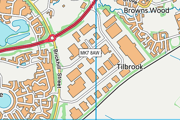 MK7 8AW map - OS VectorMap District (Ordnance Survey)