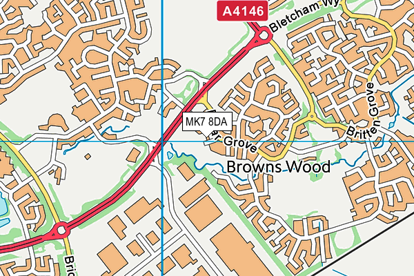 MK7 8DA map - OS VectorMap District (Ordnance Survey)