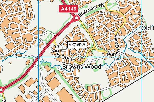 MK7 8DW map - OS VectorMap District (Ordnance Survey)