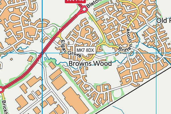 Browns Wood Sports Ground map (MK7 8DX) - OS VectorMap District (Ordnance Survey)