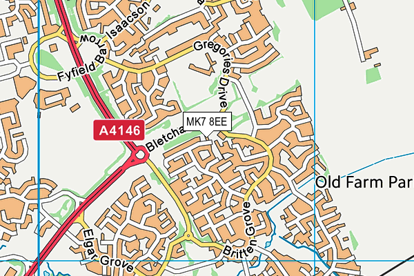 MK7 8EE map - OS VectorMap District (Ordnance Survey)