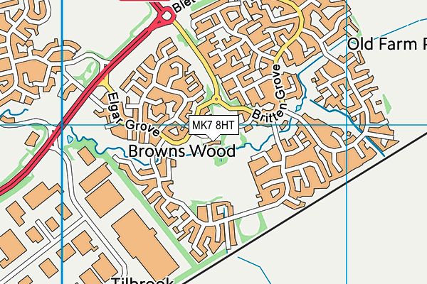 MK7 8HT map - OS VectorMap District (Ordnance Survey)