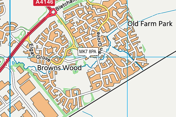 MK7 8PA map - OS VectorMap District (Ordnance Survey)