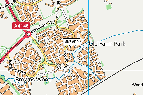 MK7 8PD map - OS VectorMap District (Ordnance Survey)