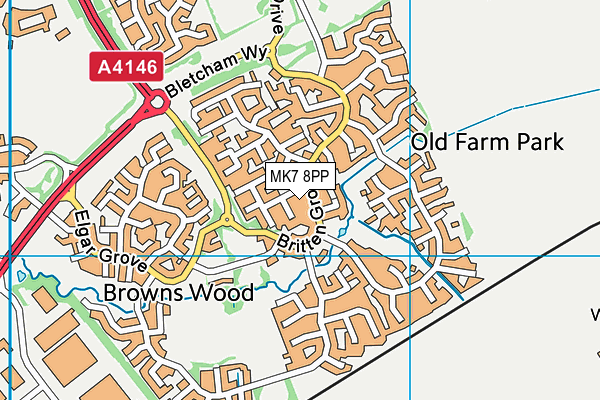 MK7 8PP map - OS VectorMap District (Ordnance Survey)