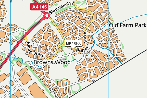 MK7 8PX map - OS VectorMap District (Ordnance Survey)