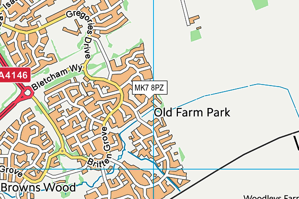 MK7 8PZ map - OS VectorMap District (Ordnance Survey)