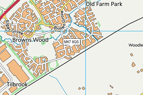 MK7 8QS map - OS VectorMap District (Ordnance Survey)