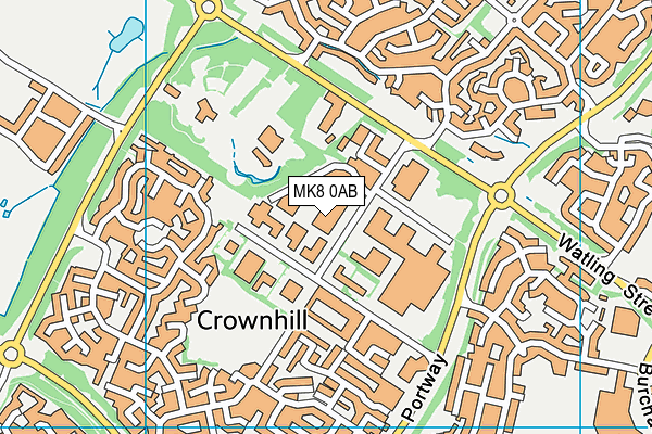 MK8 0AB map - OS VectorMap District (Ordnance Survey)