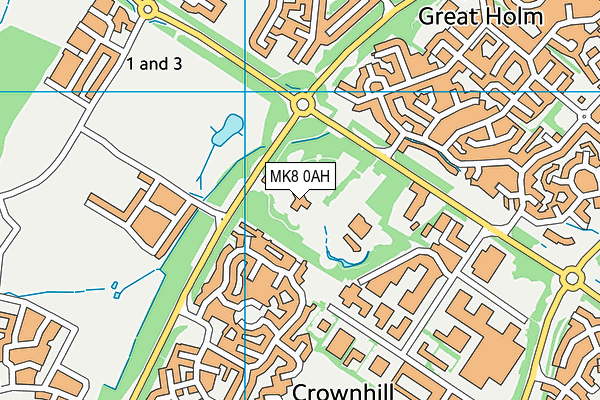 MK8 0AH map - OS VectorMap District (Ordnance Survey)