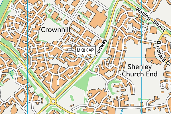 MK8 0AP map - OS VectorMap District (Ordnance Survey)