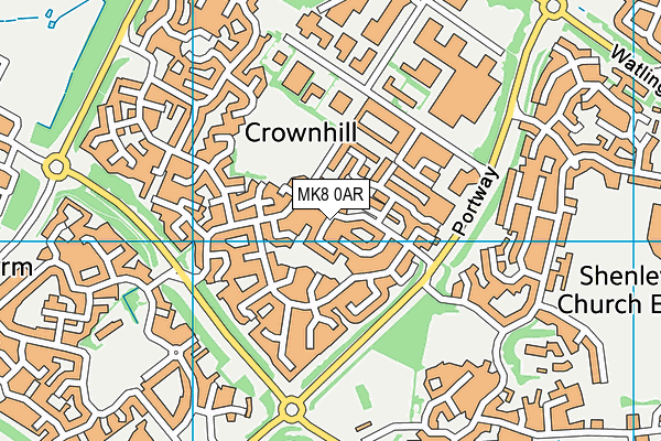 MK8 0AR map - OS VectorMap District (Ordnance Survey)