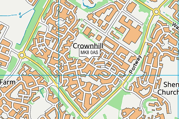 Crownhill Sports Ground map (MK8 0AS) - OS VectorMap District (Ordnance Survey)
