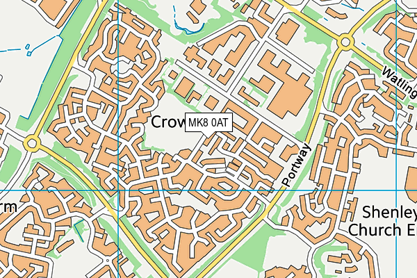 MK8 0AT map - OS VectorMap District (Ordnance Survey)