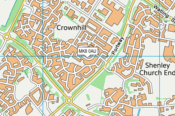 MK8 0AU map - OS VectorMap District (Ordnance Survey)