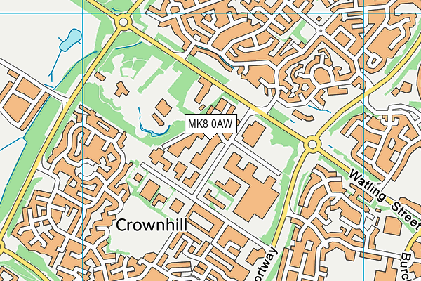 MK8 0AW map - OS VectorMap District (Ordnance Survey)