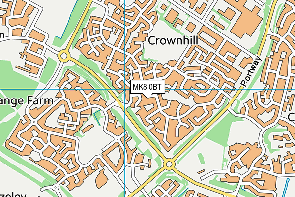 MK8 0BT map - OS VectorMap District (Ordnance Survey)