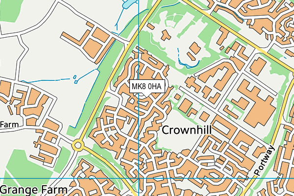 MK8 0HA map - OS VectorMap District (Ordnance Survey)