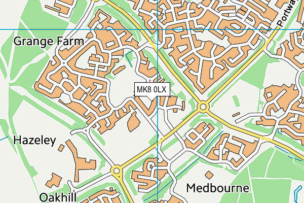 MK8 0LX map - OS VectorMap District (Ordnance Survey)