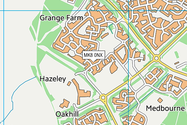MK8 0NX map - OS VectorMap District (Ordnance Survey)