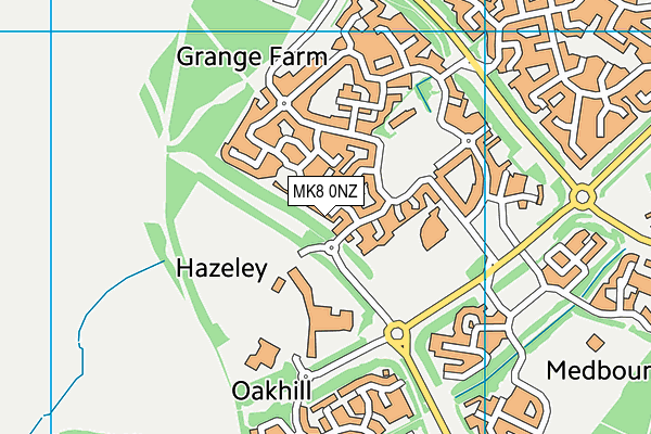 MK8 0NZ map - OS VectorMap District (Ordnance Survey)