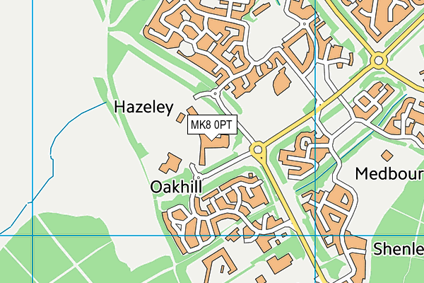 The Hazeley Academy map (MK8 0PT) - OS VectorMap District (Ordnance Survey)