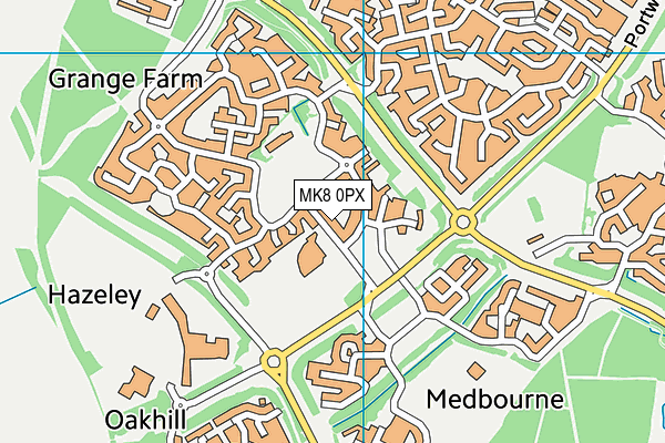 MK8 0PX map - OS VectorMap District (Ordnance Survey)