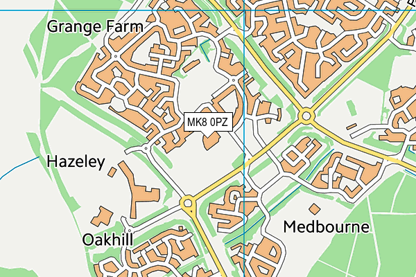 MK8 0PZ map - OS VectorMap District (Ordnance Survey)