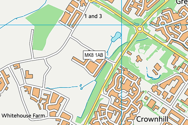 MK8 1AB map - OS VectorMap District (Ordnance Survey)