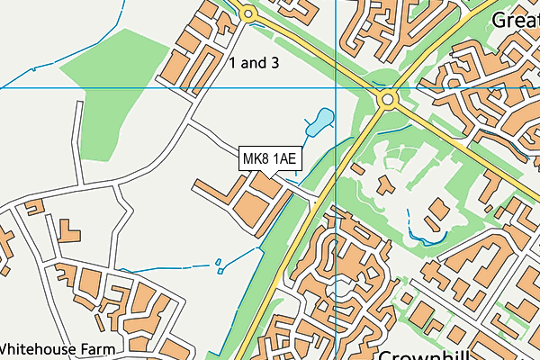 MK8 1AE map - OS VectorMap District (Ordnance Survey)