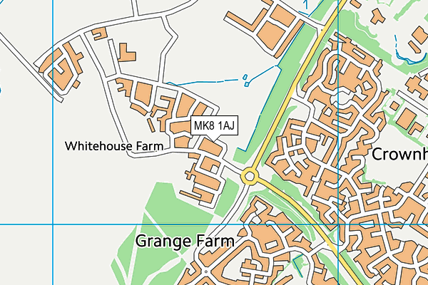 MK8 1AJ map - OS VectorMap District (Ordnance Survey)