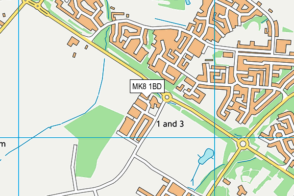 MK8 1BD map - OS VectorMap District (Ordnance Survey)