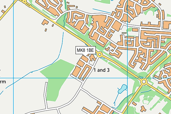 MK8 1BE map - OS VectorMap District (Ordnance Survey)