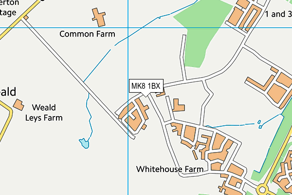 MK8 1BX map - OS VectorMap District (Ordnance Survey)