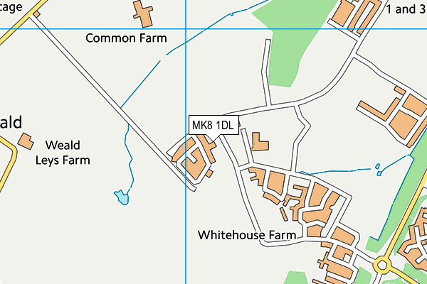 MK8 1DL map - OS VectorMap District (Ordnance Survey)