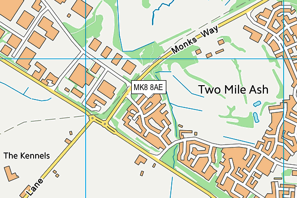 MK8 8AE map - OS VectorMap District (Ordnance Survey)